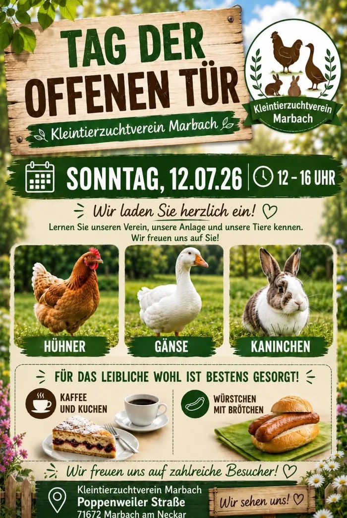 Flyer Tag der offenen Tür, Kleintierzuchtverein Marbach